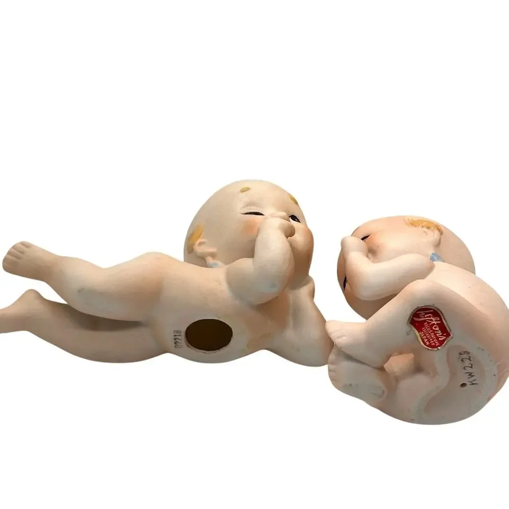 2 Vintage 1960's Lefton Kewpie Dolls Baby, Bisque Figurine, Excellent Condition